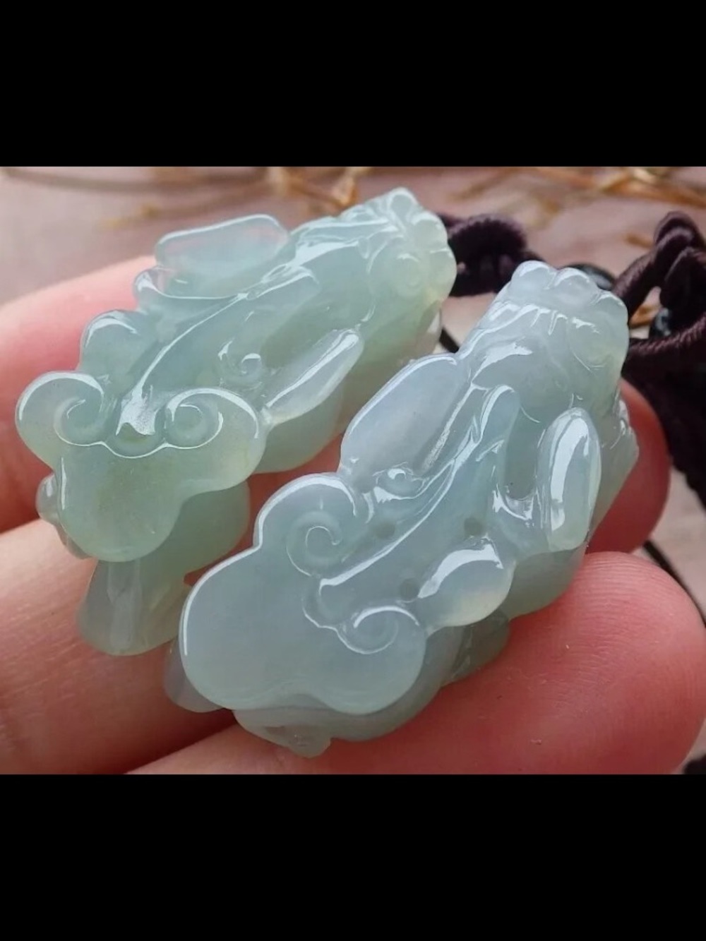 2 pieces certificate jadeite jade green dragon pi xiu ruyi coin pendant